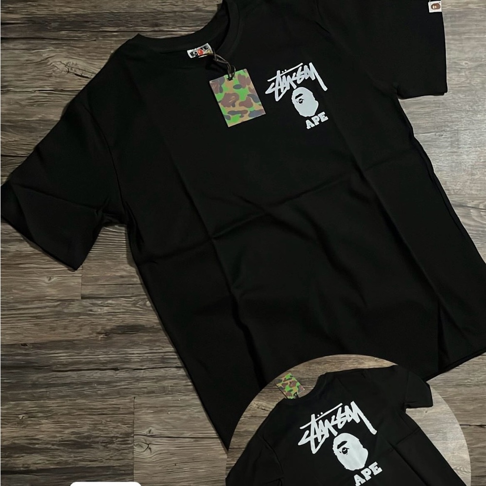 Bape x Stussy Black Tee Shirt